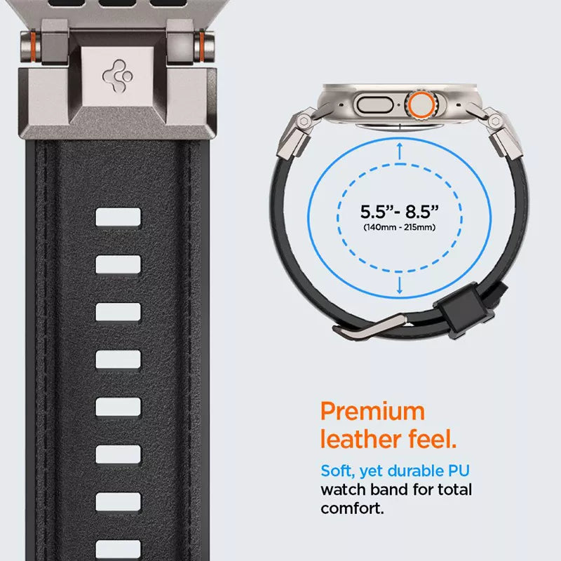 Spigen DuraPro Armor PU – dirželis, skirtas Apple Watch 42/44/45/49 mm (juodas)