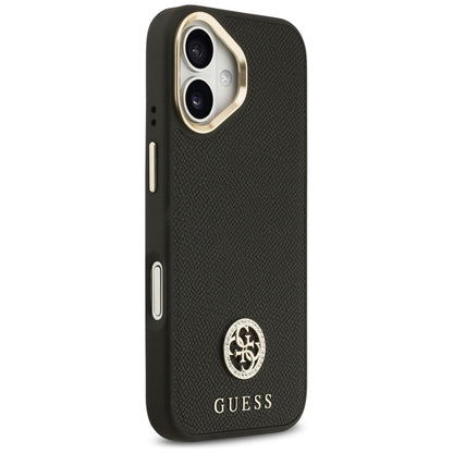 Guess Grūdėtas Strasų Logotipo MagSafe Dėklas iPhone 17 (juodas)