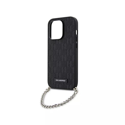 Karl Lagerfeld Saffiano Monogram grandinėlė – dėklas skirtas iPhone 14 Pro Max (juodas)