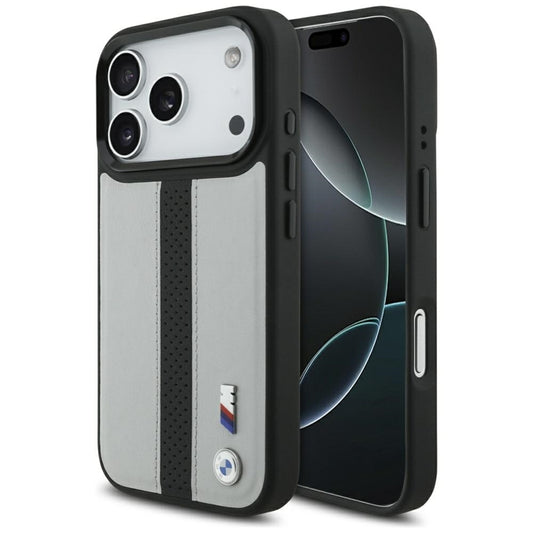 BMW M perforuota juostelės logotipas MagSafe - iPhone 17 Pro dėklas (pilkas)