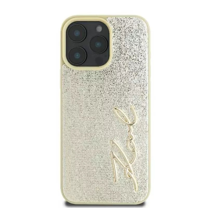 Karl Lagerfeld Metal Signature – Dėklas iPhone 16 Pro (auksinis)
