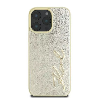 Karl Lagerfeld Metal Signature – Dėklas iPhone 16 Pro (auksinis)