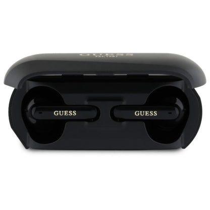 Guess Elongated Metallic Printed Logo - Bluetooth TWS ausinės + įkrovimo dėklas (juodos spalvos)