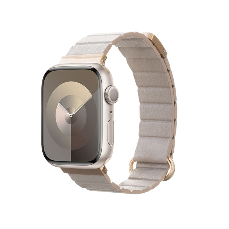 Crong Eclipse – Magnetinė odinė juosta Apple Watch 38/40/41/42mm (Smėlio spalvos)