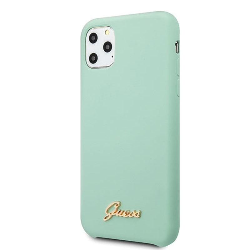 Guess Silicone Vintage - dėklas, skirtas „iPhone 11 Pro Max“ (žalias)
