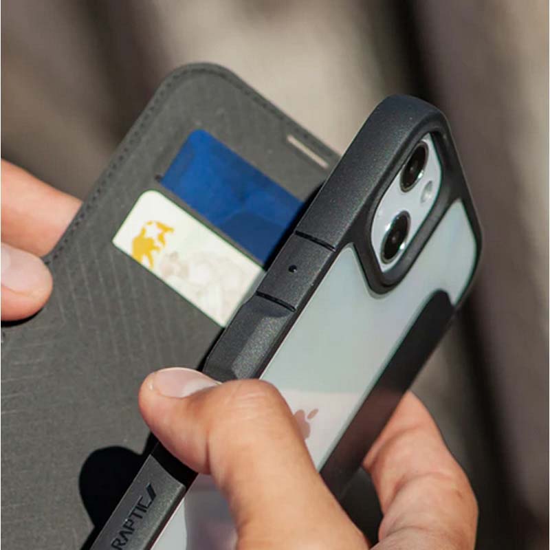X-Doria Raptic Urban Folio - atveriamas dėklas iPhone 14 Plus (juodas)