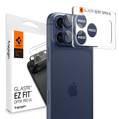 Spigen Optik Pro XL Glas.TR EZ Fit - Kameros objektyvo apsauginis stiklas iPhone 17 Pro Max (Mėlynas)