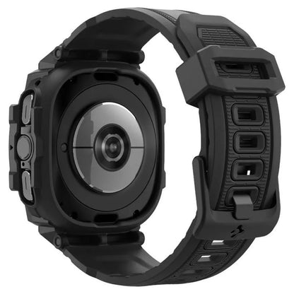 Spigen Rugged Armor Pro - Dirželis + Dėklas, skirtas Samsung Galaxy Watch Ultra 47 mm (2025/2024) (Matinė Juoda)