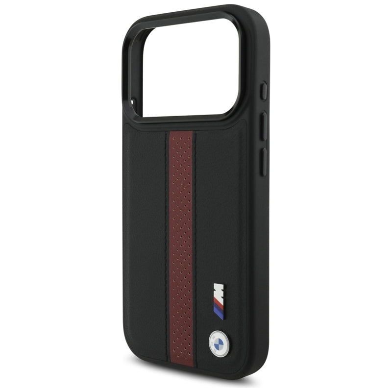 BMW M perforuotų dryžių logotipas MagSafe - iPhone 17 Pro dėklas (raudonas)