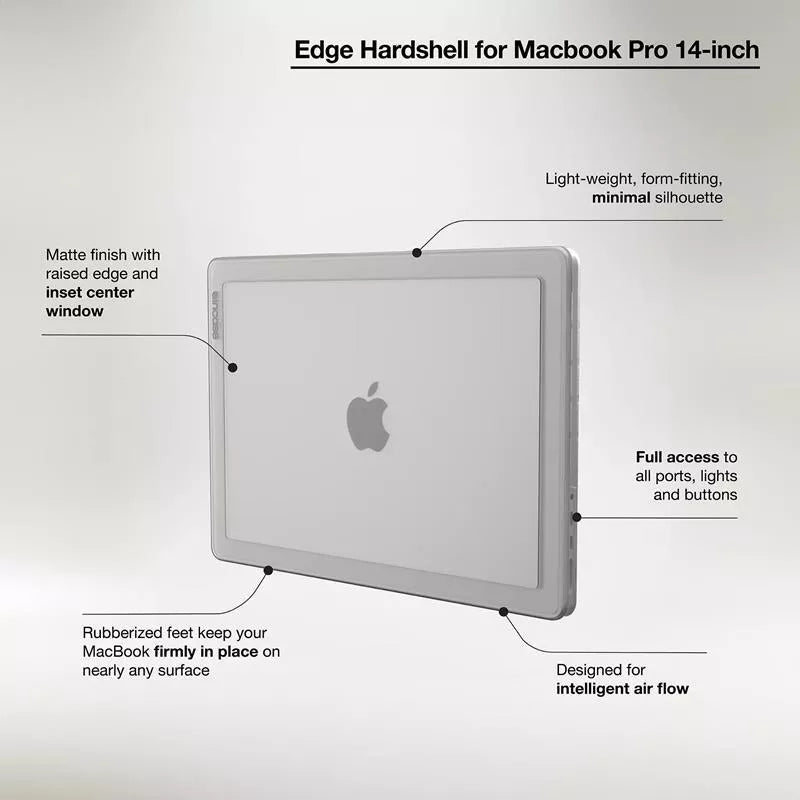 Incase Edge Kietasis dėklas - Dėklas MacBook Pro 14" (M4/M3/M2/M1/2024-2021) (Skaidrus)