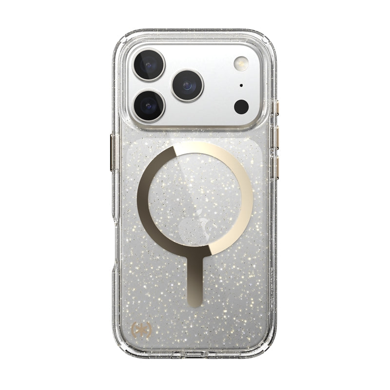 Speck Presidio Lux MagSafe dėklas – iPhone 17 Pro dėklas (Blizgučiai / Auksinis metalas)