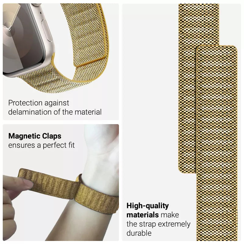 Crong Melange – Magnetinis dirželis Apple Watch 38/40/41/42 mm (geltonas melange)