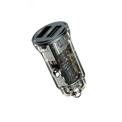 WEKOME WP-C40 Vanguard serija – Automobilinis įkroviklis 2 x USB Greitas įkrovimas 15W (Juoda / Skaidri)