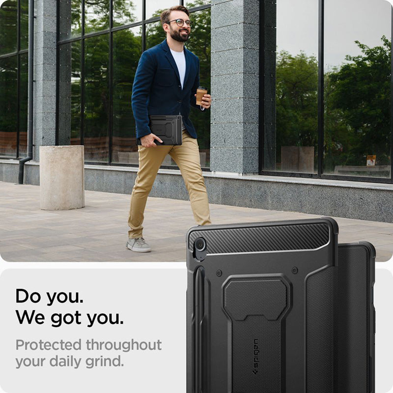 Spigen Rugged Armor Pro - Dėklas, skirtas Samsung Galaxy Tab S10 Lite / Tab S9 FE 10.9" X400 / X406B / X510 / X516B (Juodas)