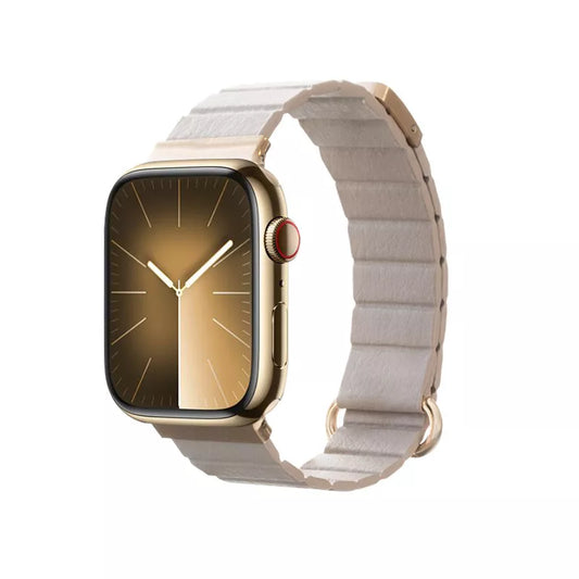 Crong Eclipse – odinė magnetinė apyrankė, skirta Apple Watch 38/40/41/42 mm (smėlio spalvos)