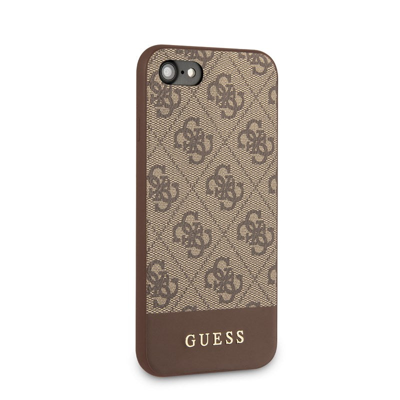 Guess 4G Bottom Stripe kolekcija – dėklas iPhone SE 2020 / 8 / 7 (rudas)