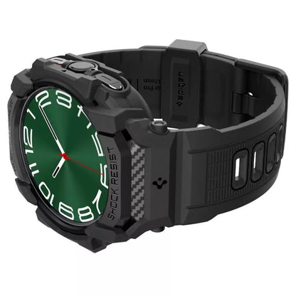 Spigen Rugged Armor Pro - Dirželis + Dėklas, skirtas Samsung Galaxy Watch Ultra 47 mm (2025/2024) (Matinė Juoda)