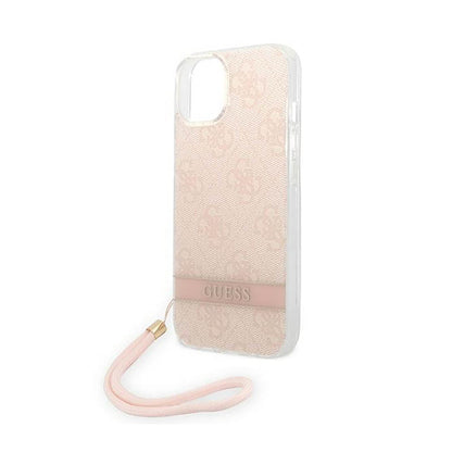 Guess 4G Print Cord - dėklas iPhone 14 Plus (rožinis)