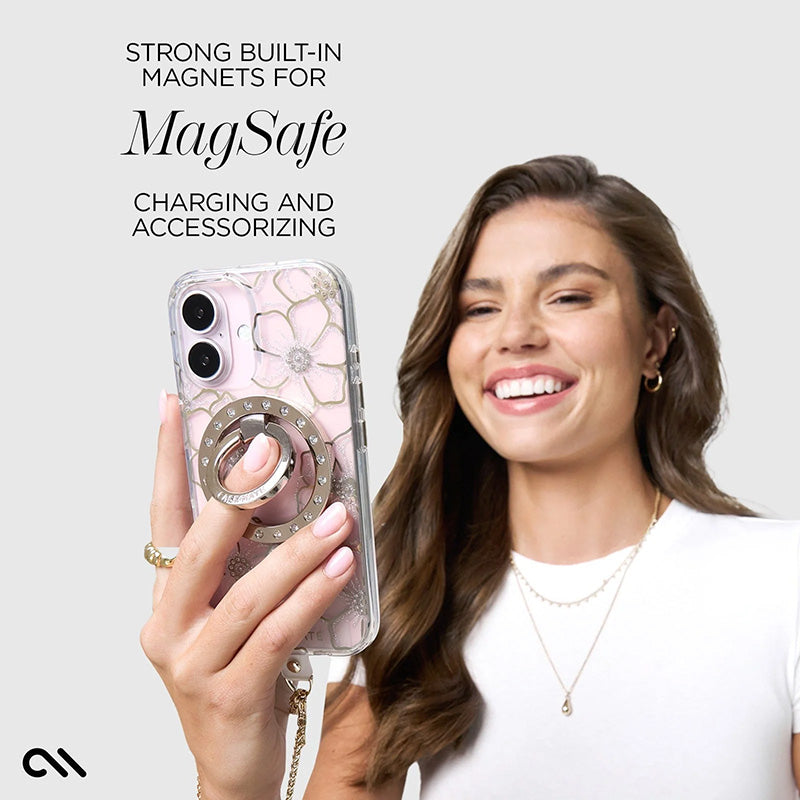 Case-Mate Floral Gems MagSafe – dėklas iPhone 16 Plus (auksinis)