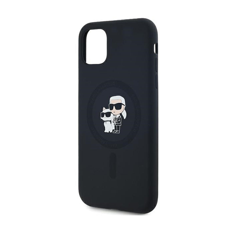 Karl Lagerfeld Silicone Karl & Choupette MagSafe – „iPhone 11“ dėklas (juodas)