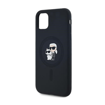 Karl Lagerfeld Silicone Karl & Choupette MagSafe – „iPhone 11“ dėklas (juodas)