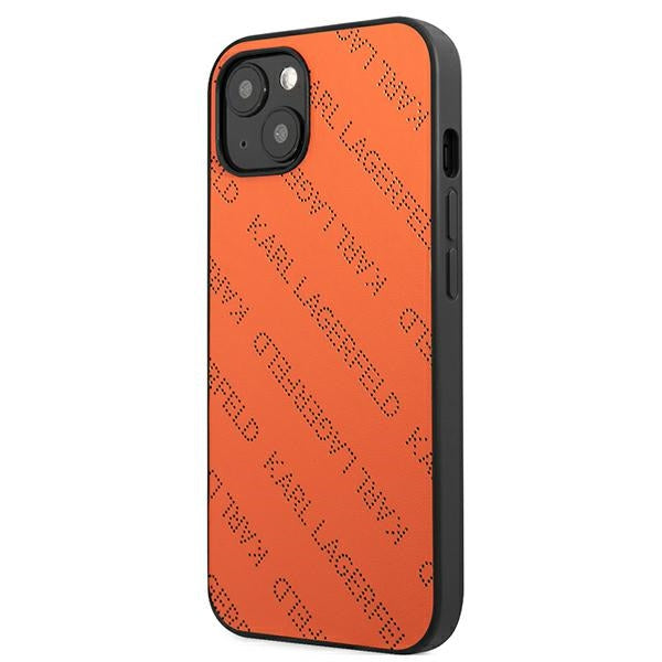 Karl Lagerfeld Perforated Allover – „iPhone 13 mini“ dėklas (oranžinis)