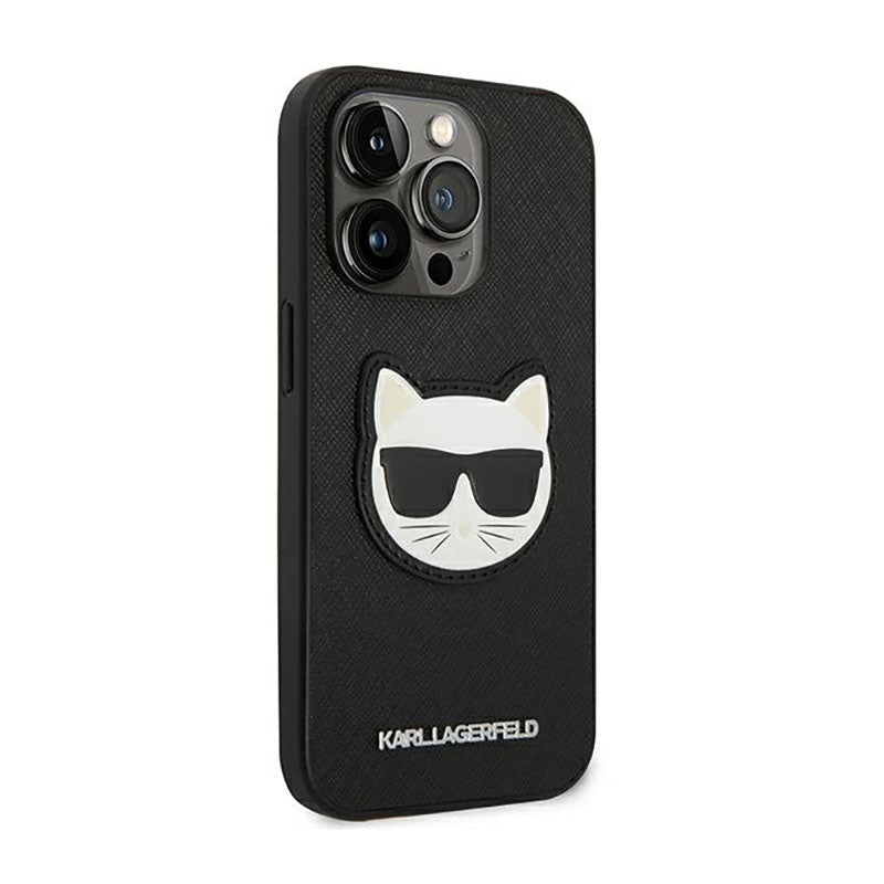 Karl Lagerfeld Saffiano Choupette Head Patch Case – dėklas iPhone 14 Pro Max (juodas)