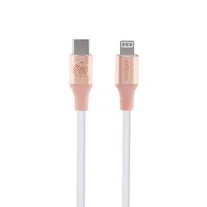 Guess Ebossed Logo - USB-C į Lightning kabelis MFi sertifikuotas 1.5m (rožinis)