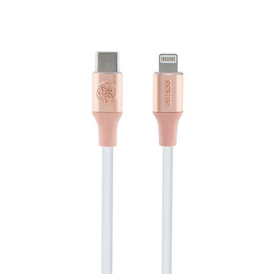 Guess Ebossed Logo - USB-C į Lightning kabelis MFi sertifikuotas 1.5m (rožinis)