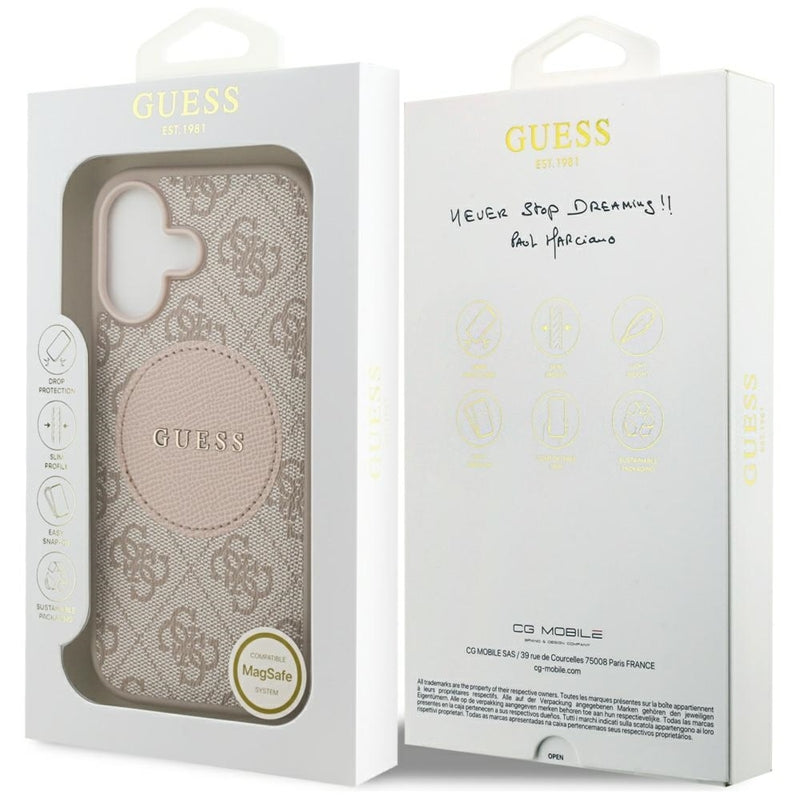 Guess 4G Circle Classic Logo MagSafe - Dėklas iPhone 17 (rožinis)