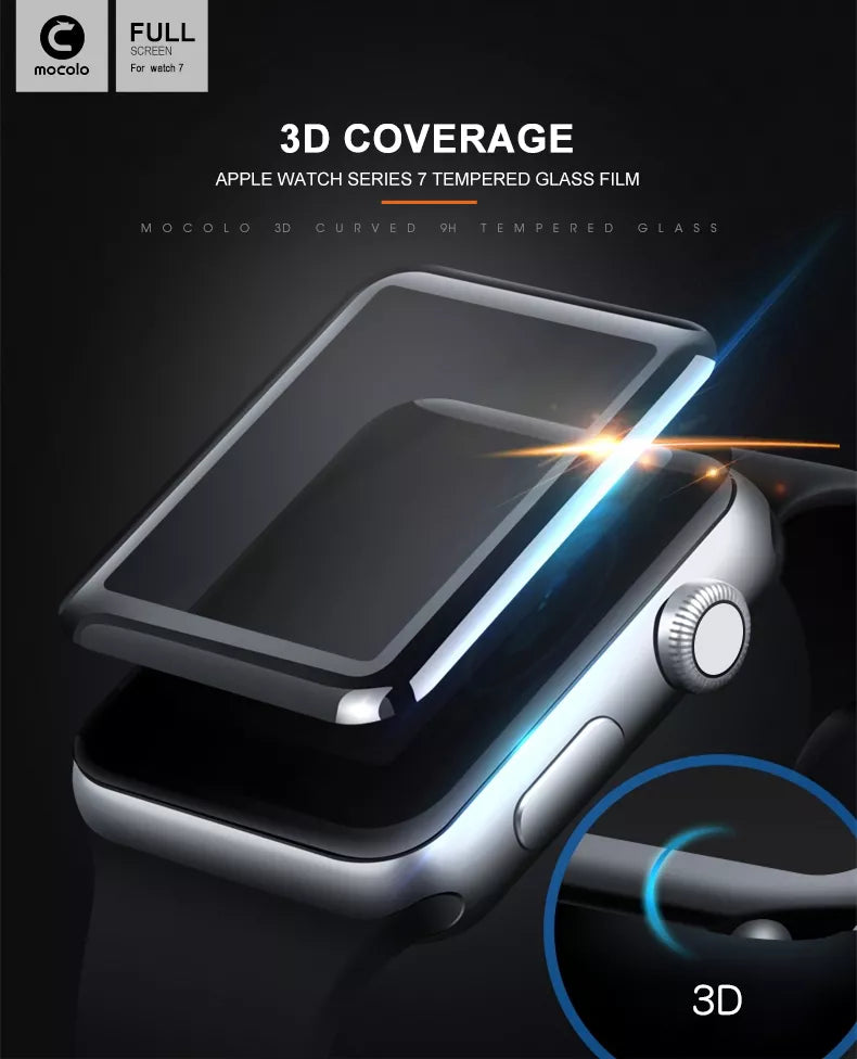 Mocolo 3D Glass Full Glue – Apsauginis stiklas, skirtas Apple Watch 7/8 41 mm ekranui