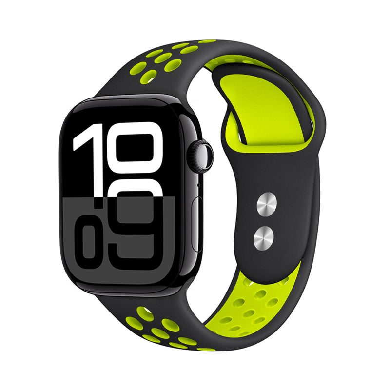 "Crong Duo Sport" - dirželis "Apple Watch" 38/40/41/42 mm (juodas/laimas)