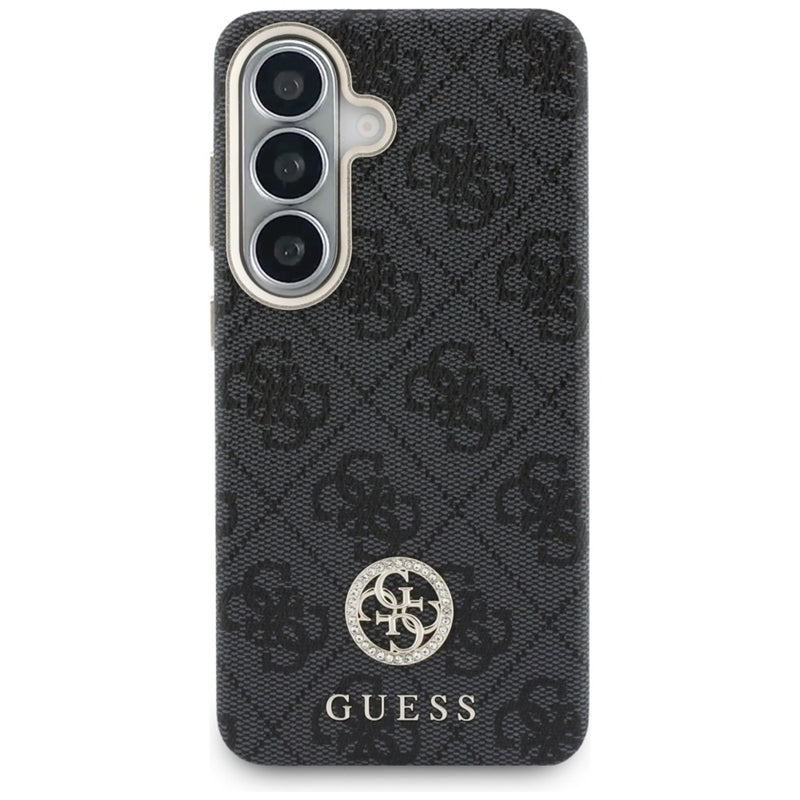 Guess 4G Blizgučių Apvalus Logotipas MagSafe - Samsung Galaxy S26 dėklas (juodas)
