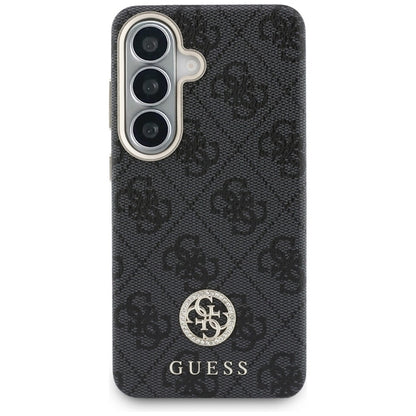 Guess 4G Blizgučių Apvalus Logotipas MagSafe - Samsung Galaxy S26 dėklas (juodas)