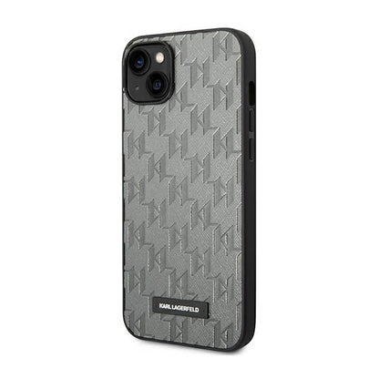 Karl Lagerfeld Saffiano Mono Metal Logo – dėklas, skirtas iPhone 14 Plus (pilkas)