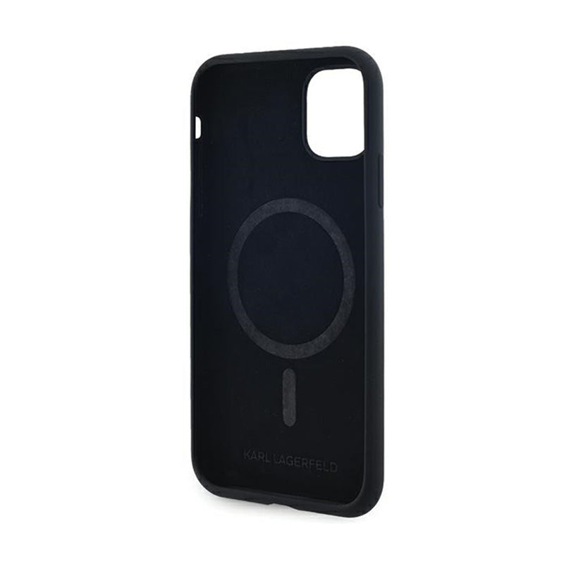 Karl Lagerfeld Silicone Karl & Choupette MagSafe – „iPhone 11“ dėklas (juodas)