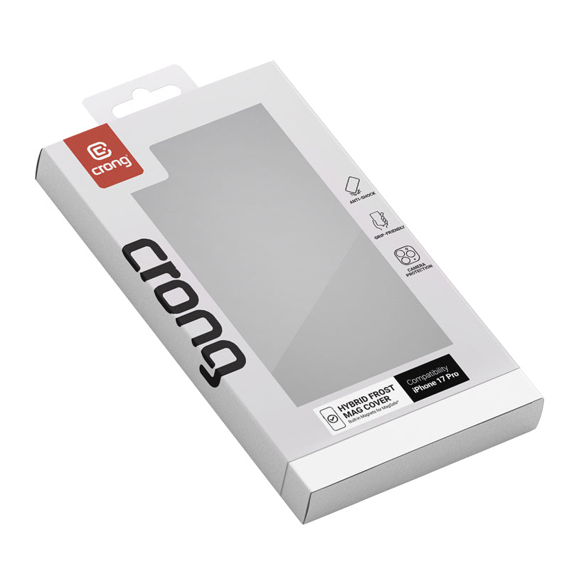 Crong Hybrid Frost MAG dėklas – MagSafe iPhone 17 Pro dėklas (juodas)