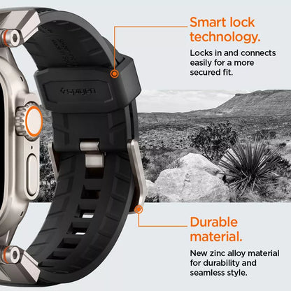 Spigen DuraPro Armor PU – dirželis, skirtas Apple Watch 42/44/45/49 mm (juodas)