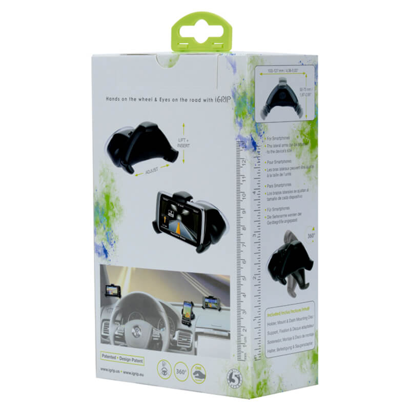 iGrip Universal Smart Grip´R Kit - Universalus automobilinis laikiklis išmaniesiems telefonams 50 - 75 mm pločio, 103 - 127 mm aukščio