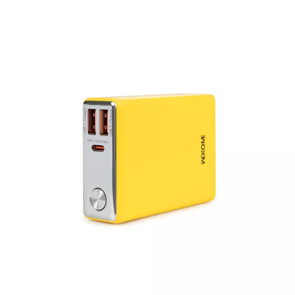 WEKOME WP-27 Tint serija – Nešiojama baterija 10000 mAh itin greitas įkrovimas USB-C PD 20W + 2x USB-A QC3.0 22.5W (geltona)