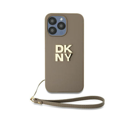 DKNY riešo dirželis su logotipu - dėklas iPhone 15 Pro Max (smėlio spalvos)