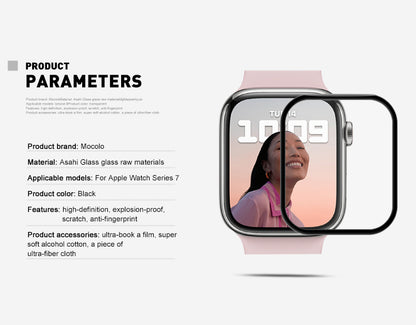 Mocolo 3D Glass Full Glue – Apsauginis stiklas, skirtas Apple Watch 7/8 41 mm ekranui