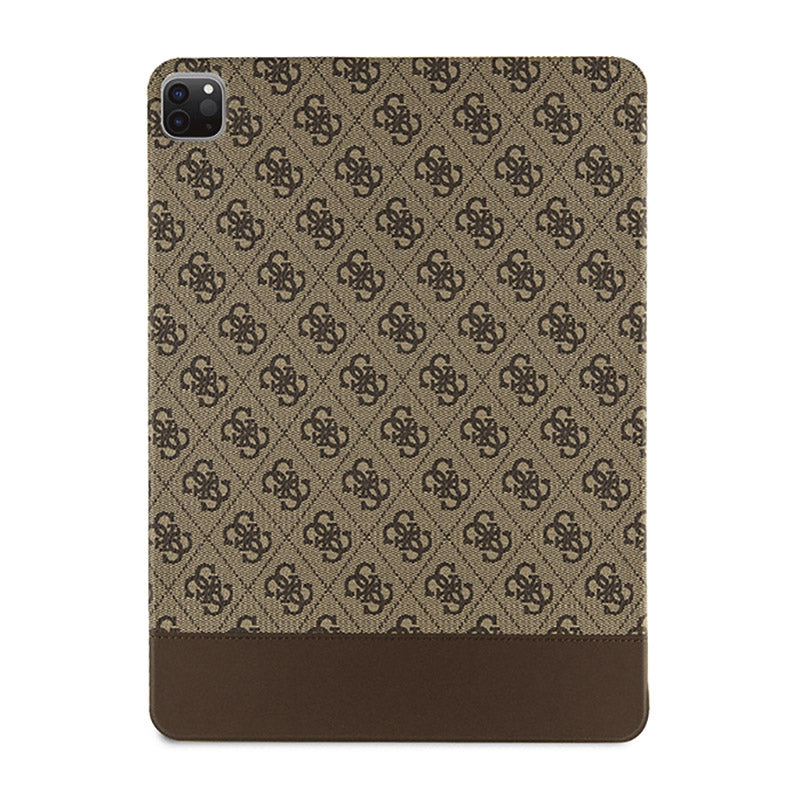 Guess 4G Stripe Allover – dėklas, skirtas iPad Pro 12.9" (2022–2020) (rudos spalvos)
