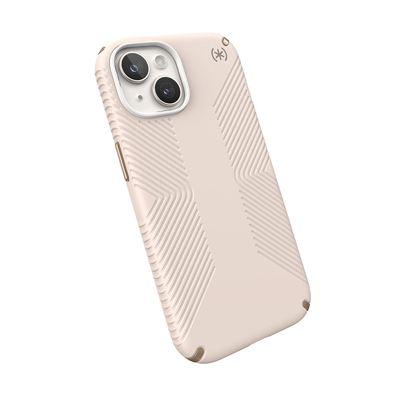Speck Presidio2 Grip – dėklas iPhone 16e / iPhone 15 / iPhone 14 / iPhone 13 (Bleached Bone / Heirloom Gold / Hazel Brown)