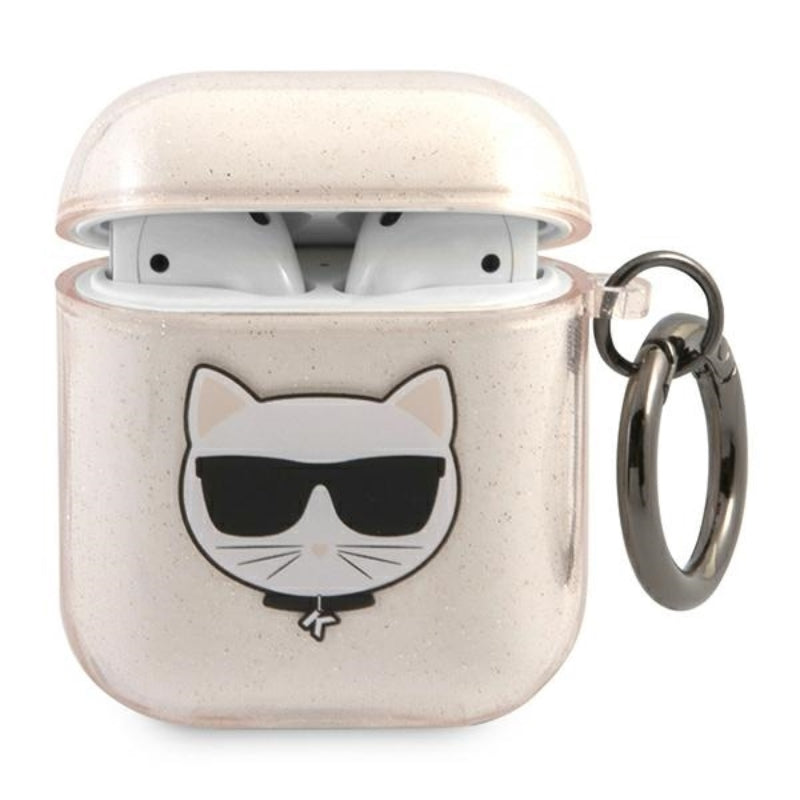 Karl Lagerfeld Choupette Head Glitter – dėklas, skirtas „Airpods“ (aukso spalvos)