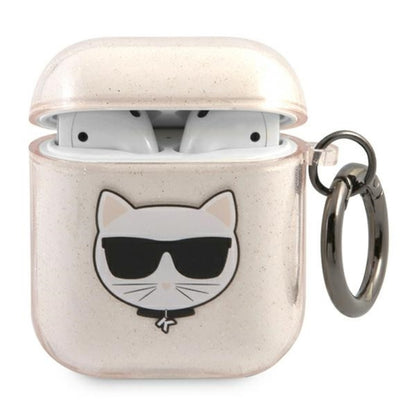 Karl Lagerfeld Choupette Head Glitter – dėklas, skirtas „Airpods“ (aukso spalvos)