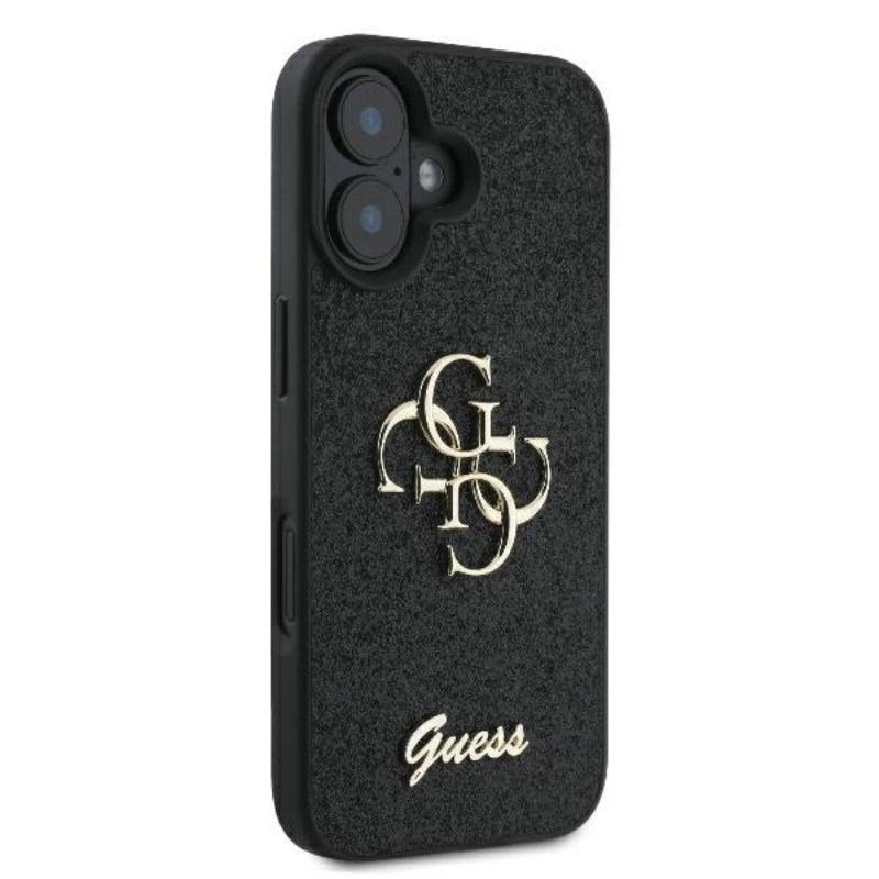 Guess Fixed Glitter Big 4G – dėklas skirtas iPhone 16 Plus (juoda)