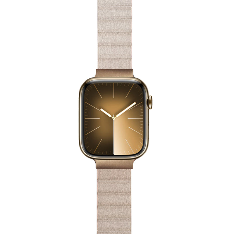 Crong Eclipse – Magnetinė odinė juosta Apple Watch 38/40/41/42mm (Smėlio spalvos)