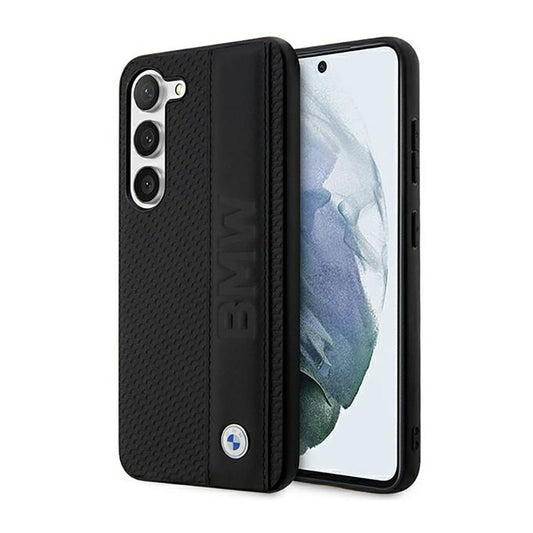 BMW Odos tekstūros ir juostelės dėklas, skirtas Samsung Galaxy S23+ (juodas)