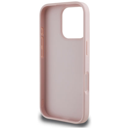 Guess Grained Big 4G Logo Small Classic Logo – dėklas, skirtas iPhone 16 Pro (rožinis)
